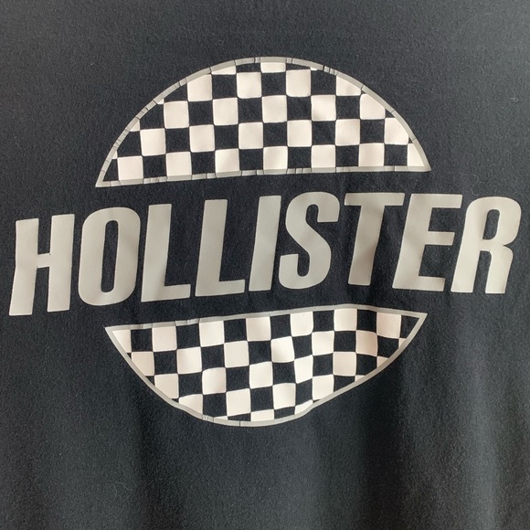 Hollister Black Checker Graphic Long Sleeve Crop Top - Picture 4 of 5